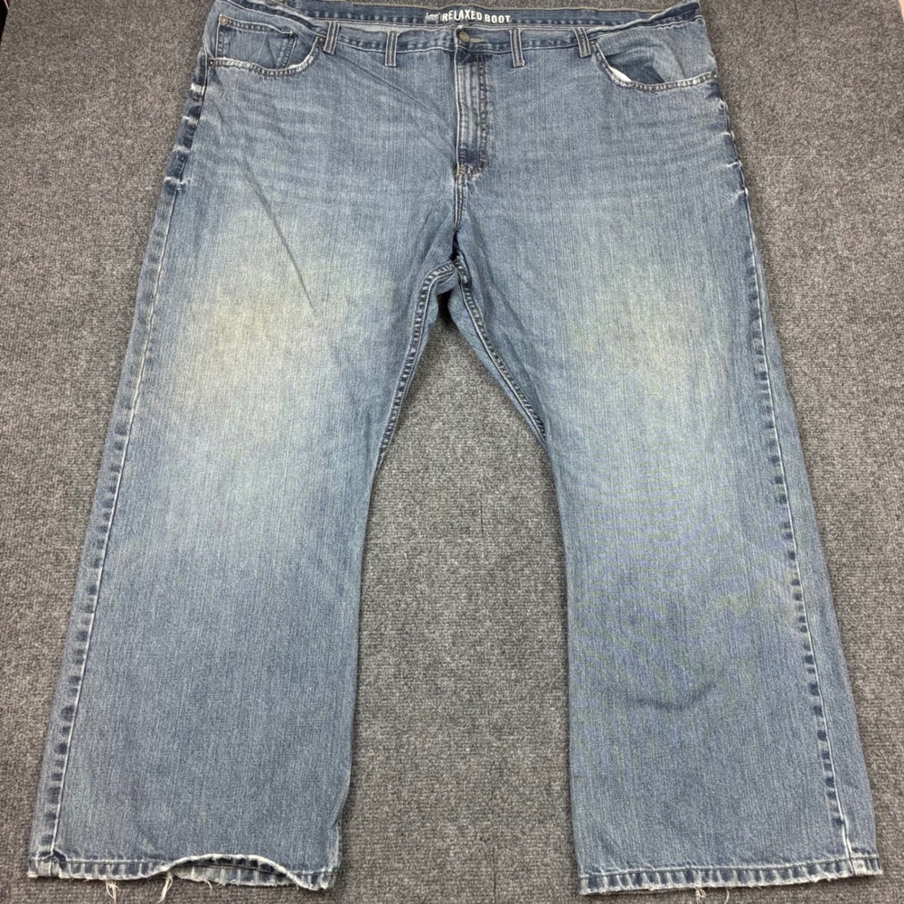 Lee Dungarees Relaxed Boot Jeans Mens Size 52x30 Light Wash Blue Denim Bootcut